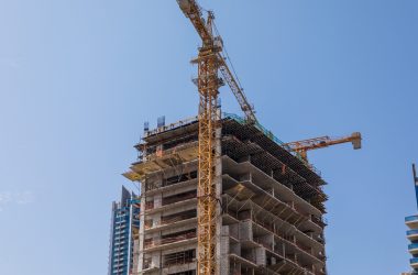 Dubai, UAE - October, 2018 Building construction of skyscrapers